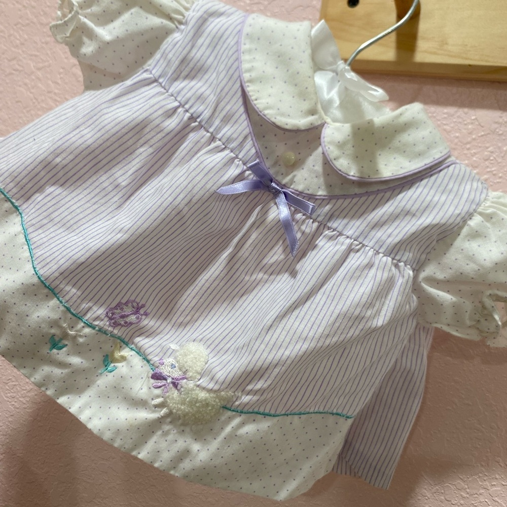 VINTAGE Purple and White Baby Dress w/ pants